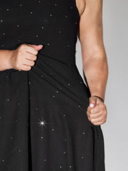 Stretchy Rhinestone Halter Neckline Mini Dress