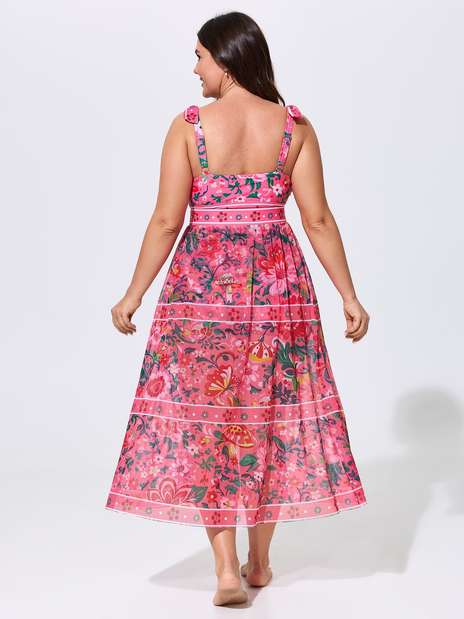 Sheer Sarong Set Flora Print One-Piece Swim