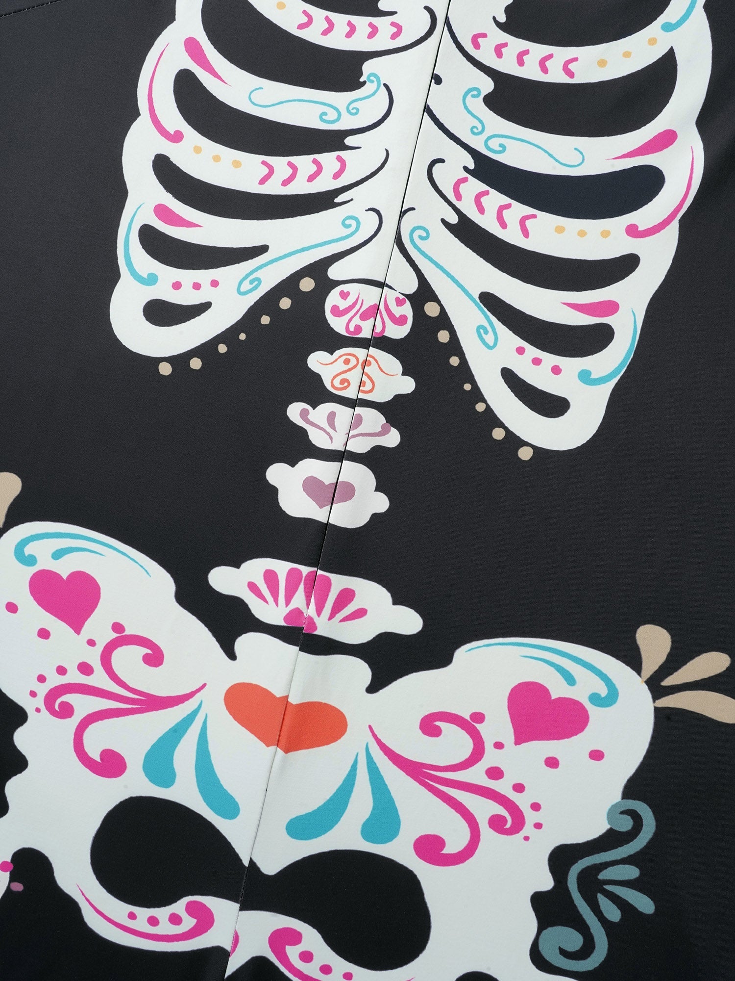 Skeletal Rib Print Hidden Zipper Lounge Jumpsuit