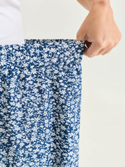 Micro Floral Print Wide-Leg Pants