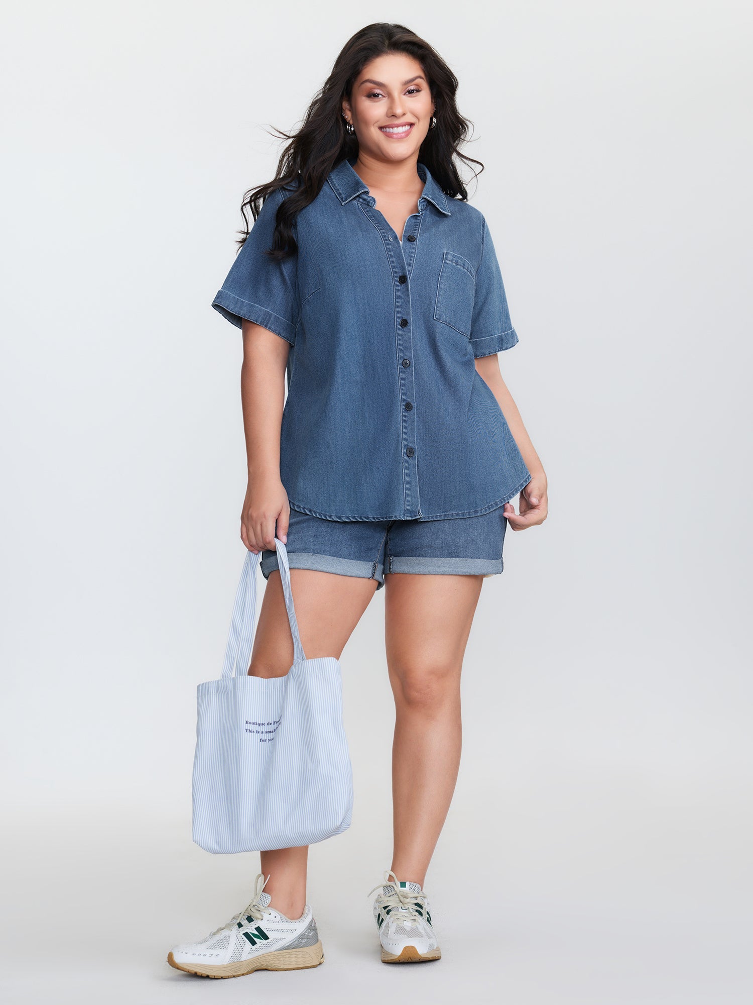 Supersoft Button-Down Denim Top