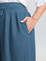 Pure Cotton Shirred Wide-Waistband Pants