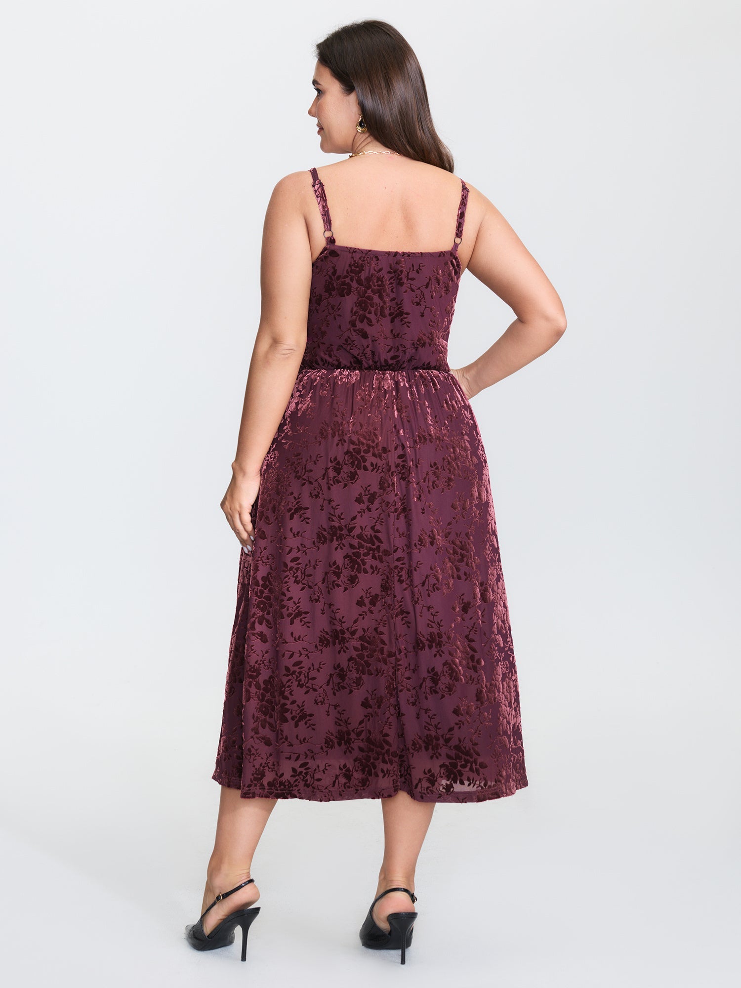 Velvet Laser Cut Sleeveless Midi Dress