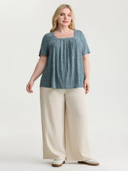 Heather Stretchy Square Neckline T-Shirt