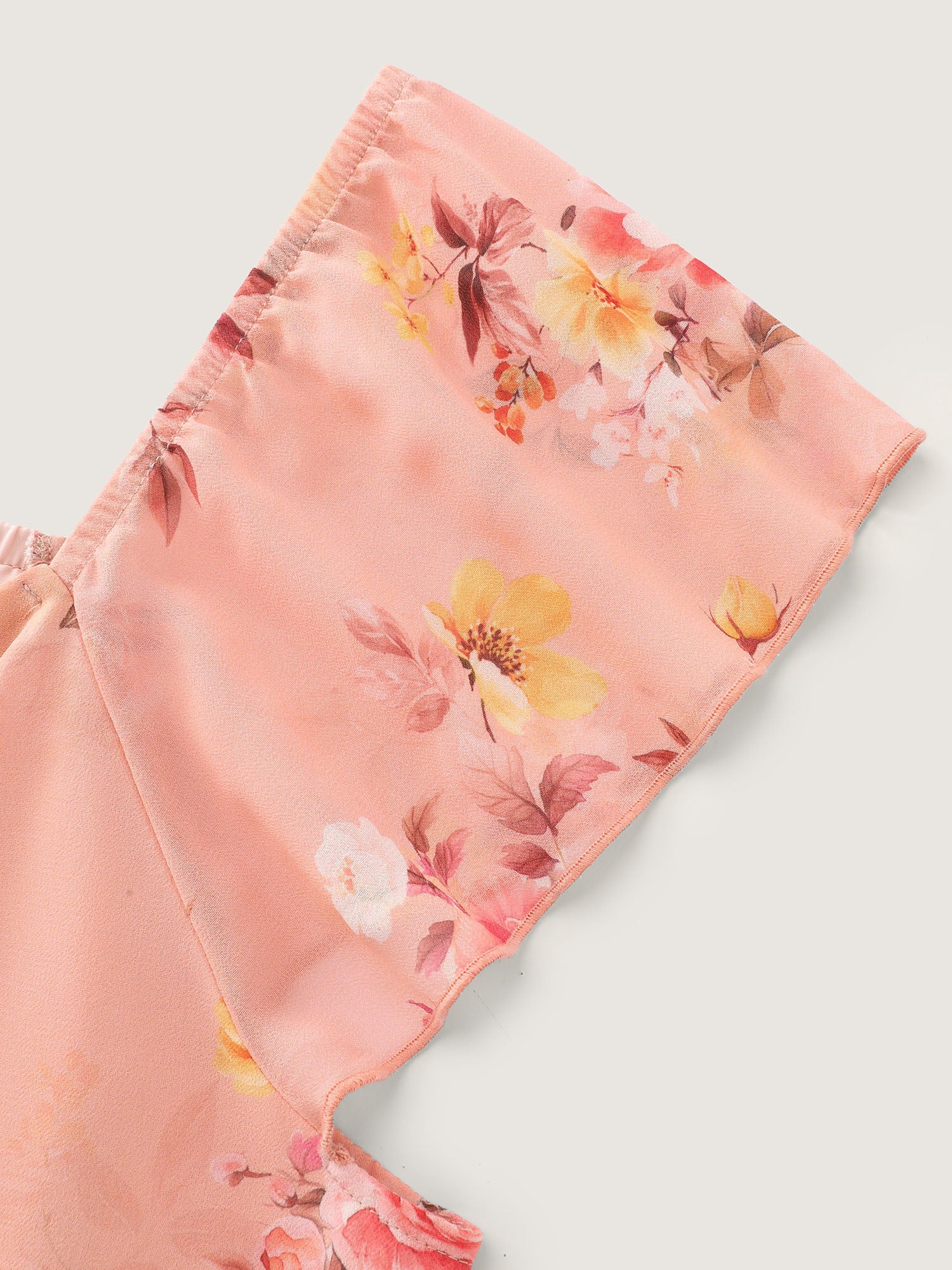 Floral Print Sweetheart Neckline Layered Blouse