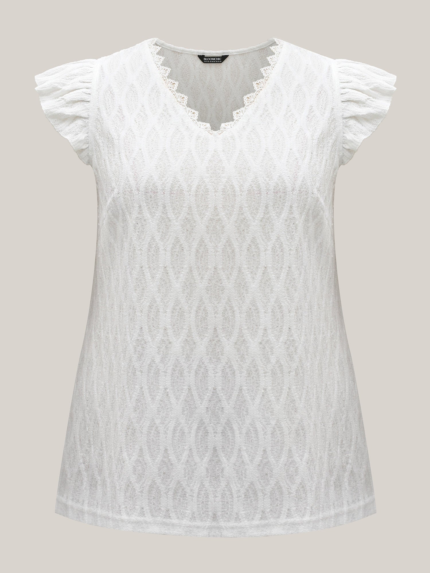 Textured Flutter Sleeve V-Neck Top
