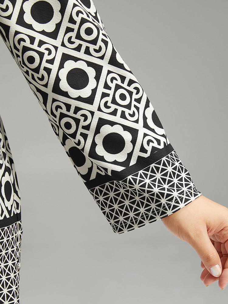 Geometric Print Open Front Kimono