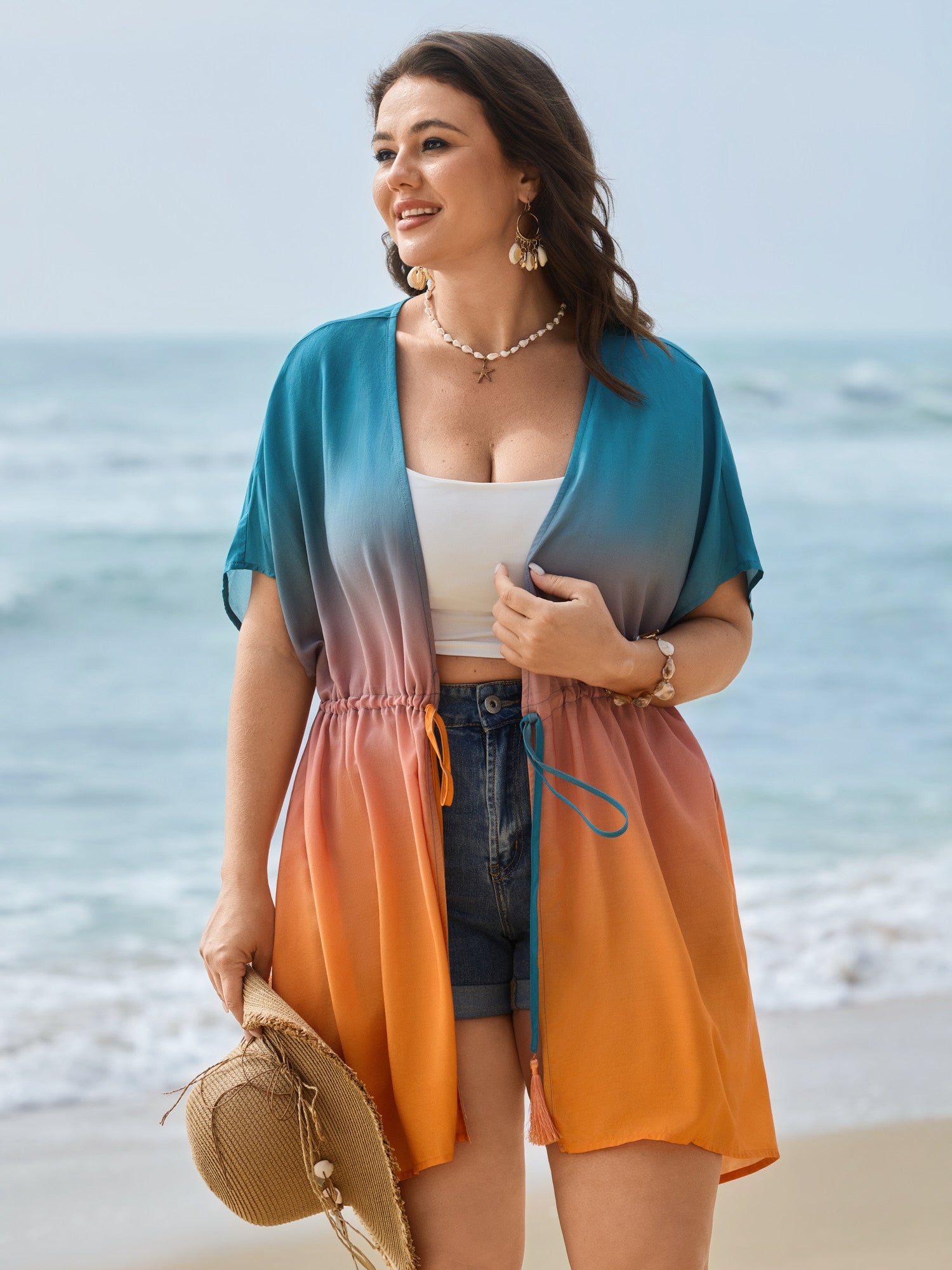 Supersoft Color Gradient Waist-Tie Kimono