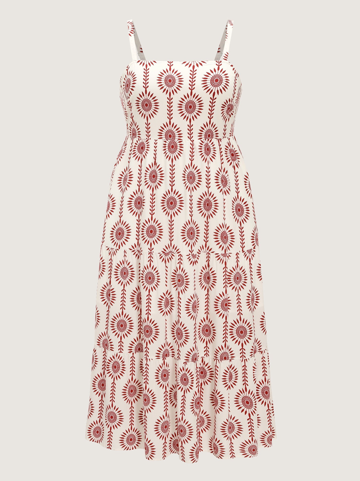 Geometric Print Tiered Sleeveless Maxi Dress