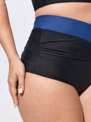 Colorblock Overlap Waist Swim Bottoms