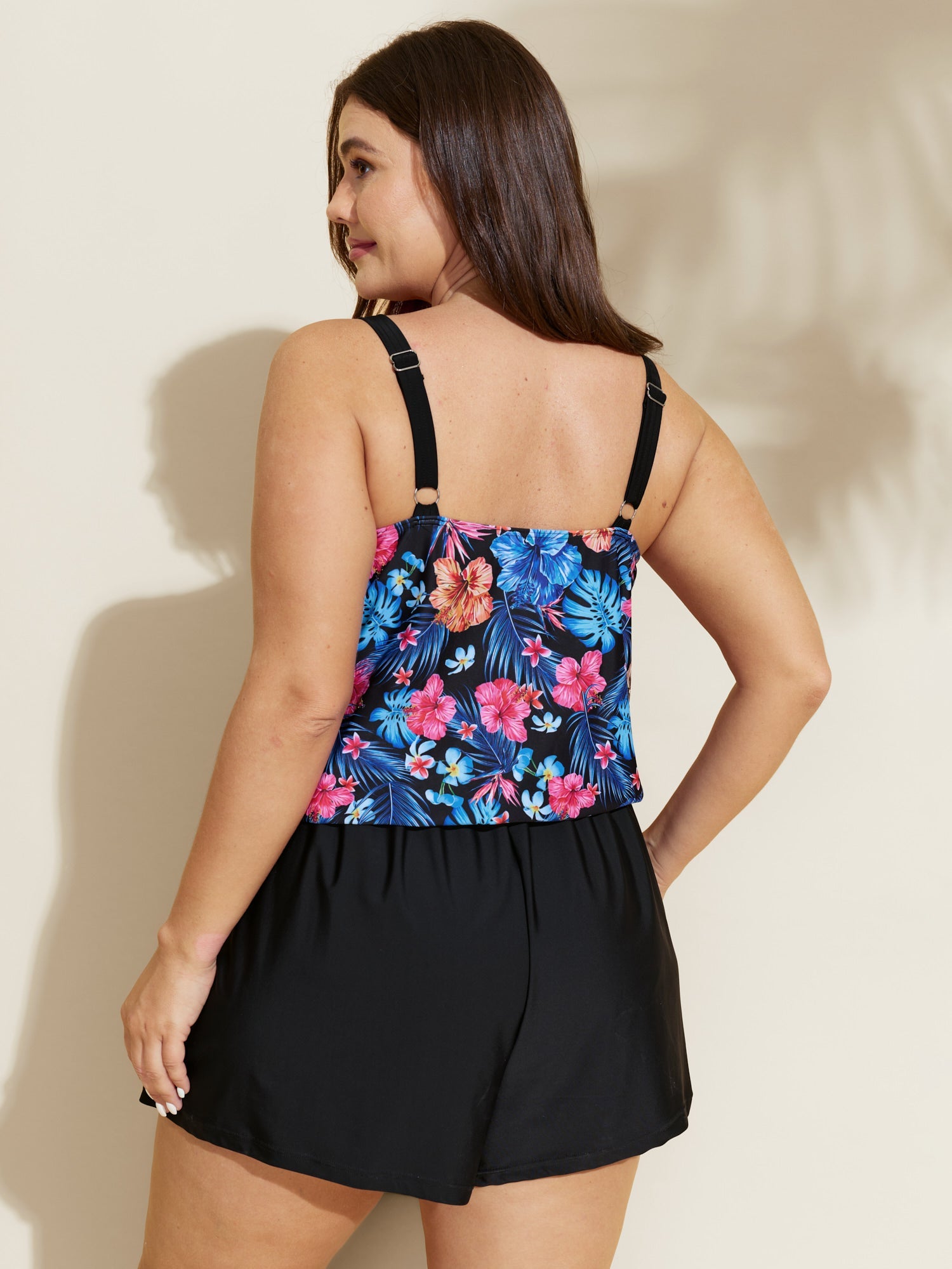 Vibrant Tropical Print Pockets One-Piece Swimsuit