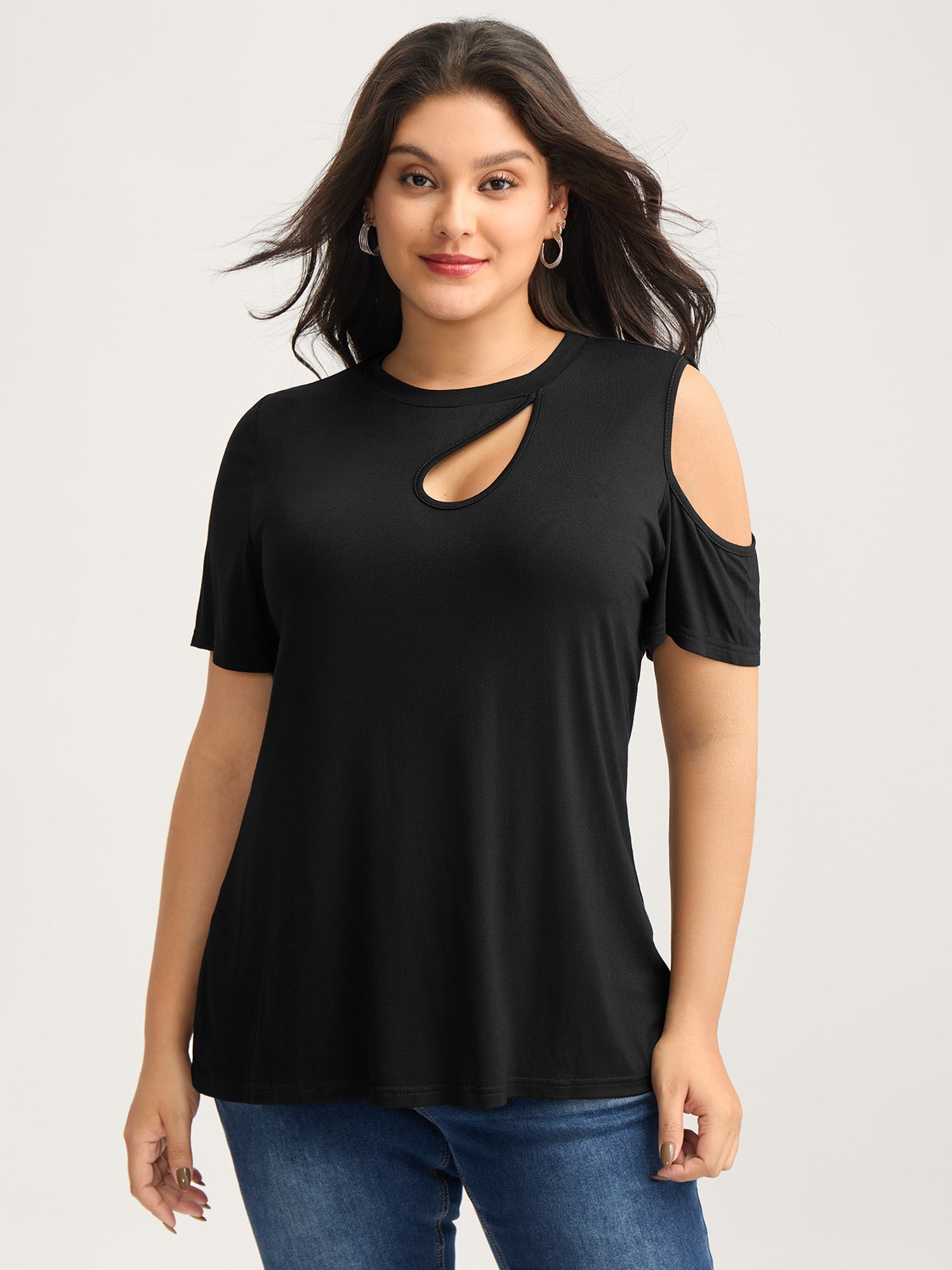 Supersoft Solid Cut-Out Shoulder T-Shirt