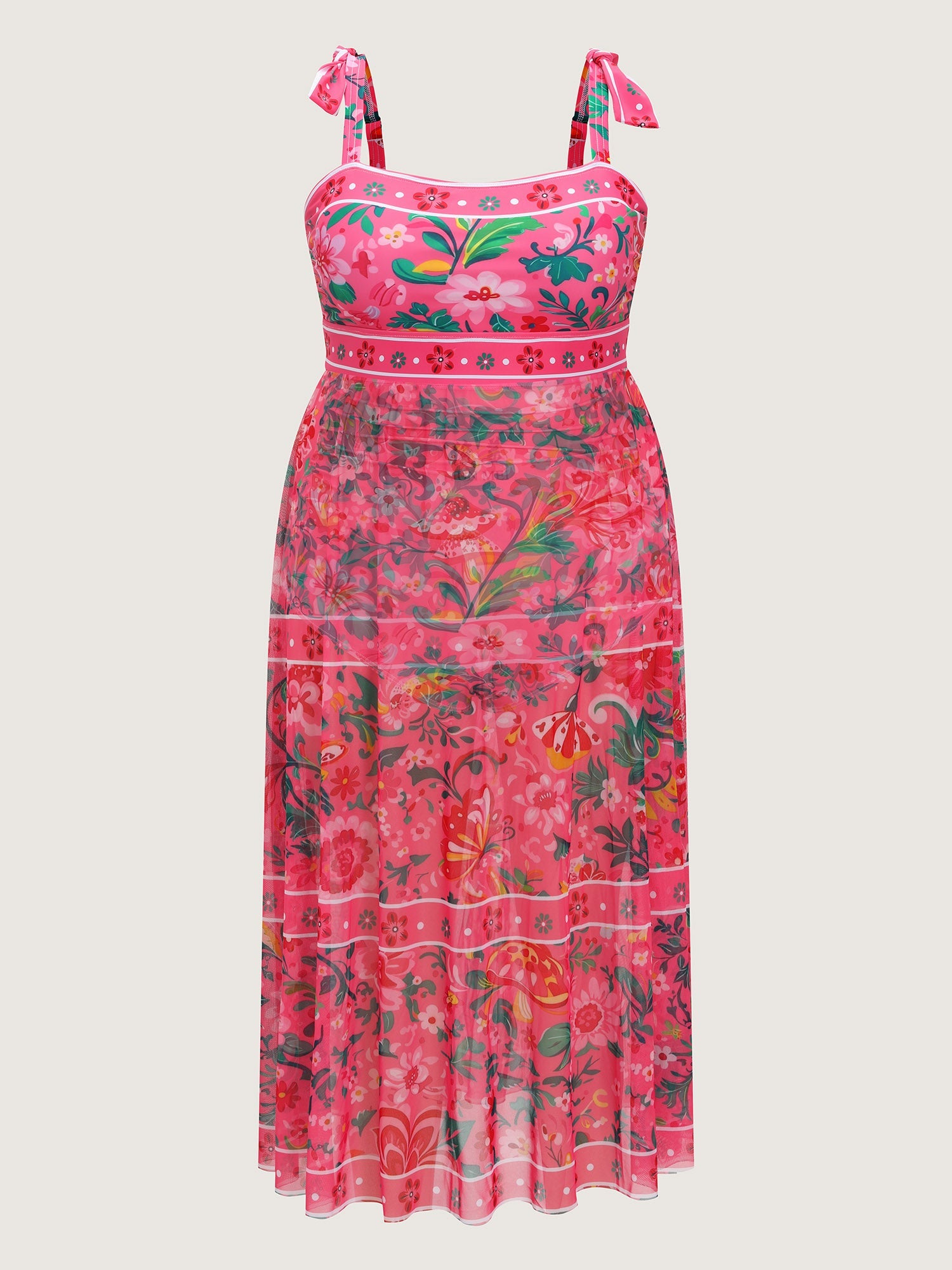 Sheer Sarong Set Flora Print One-Piece Swim