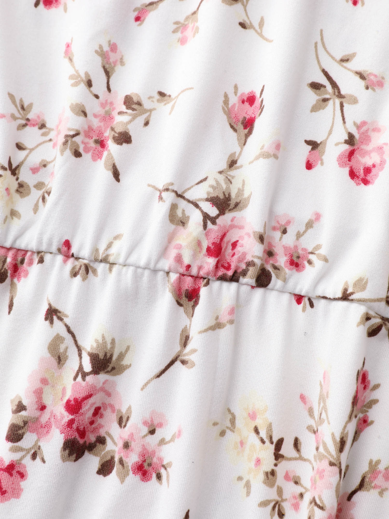 Cute Floral Print Stretchy Knit Top