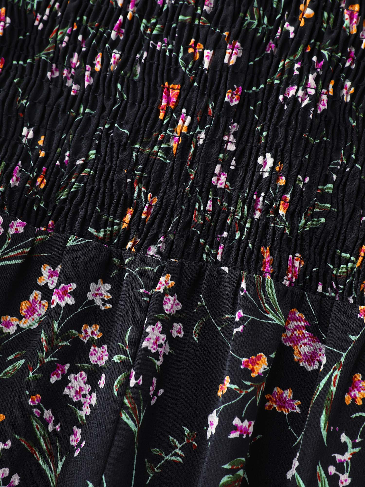 Floral Shirred Waist-Defining Jumpsuit