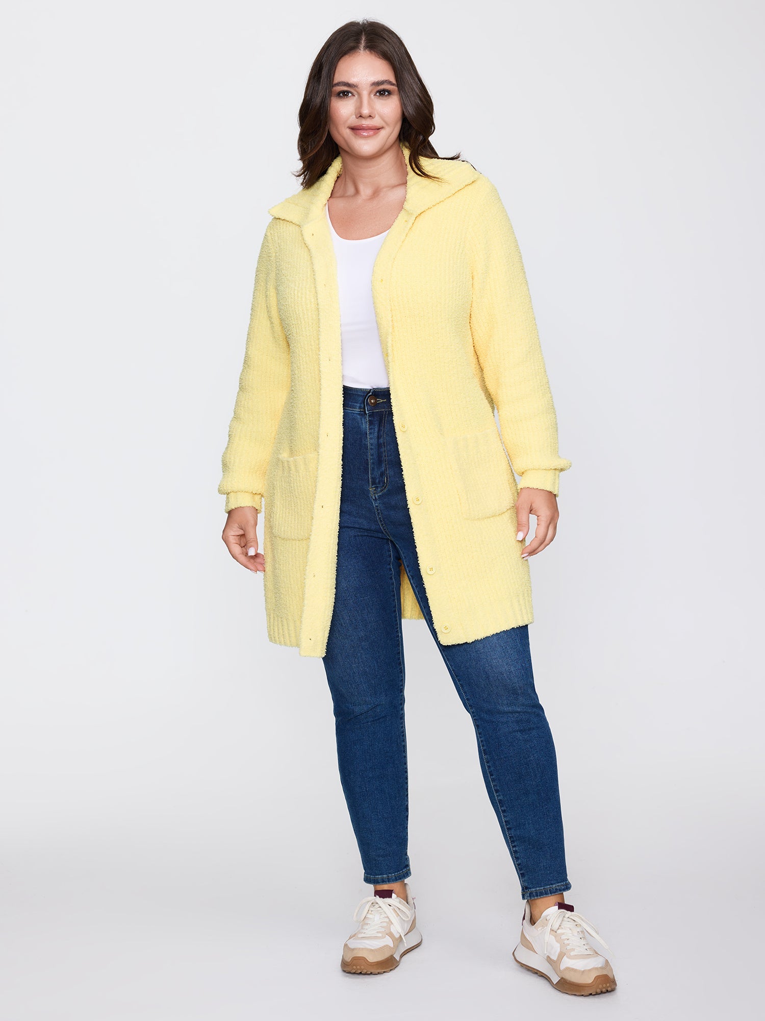 Supersoft Textured Button Long Knit Cardigan