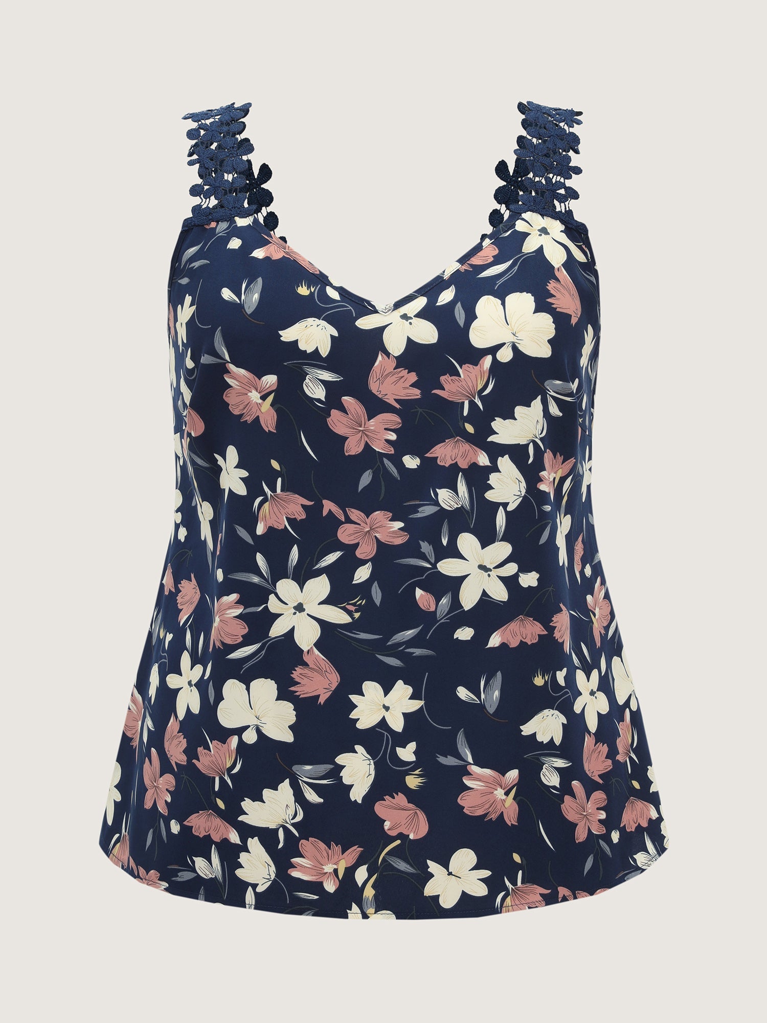 Floral Patchwork Lace Straps Tank Top
