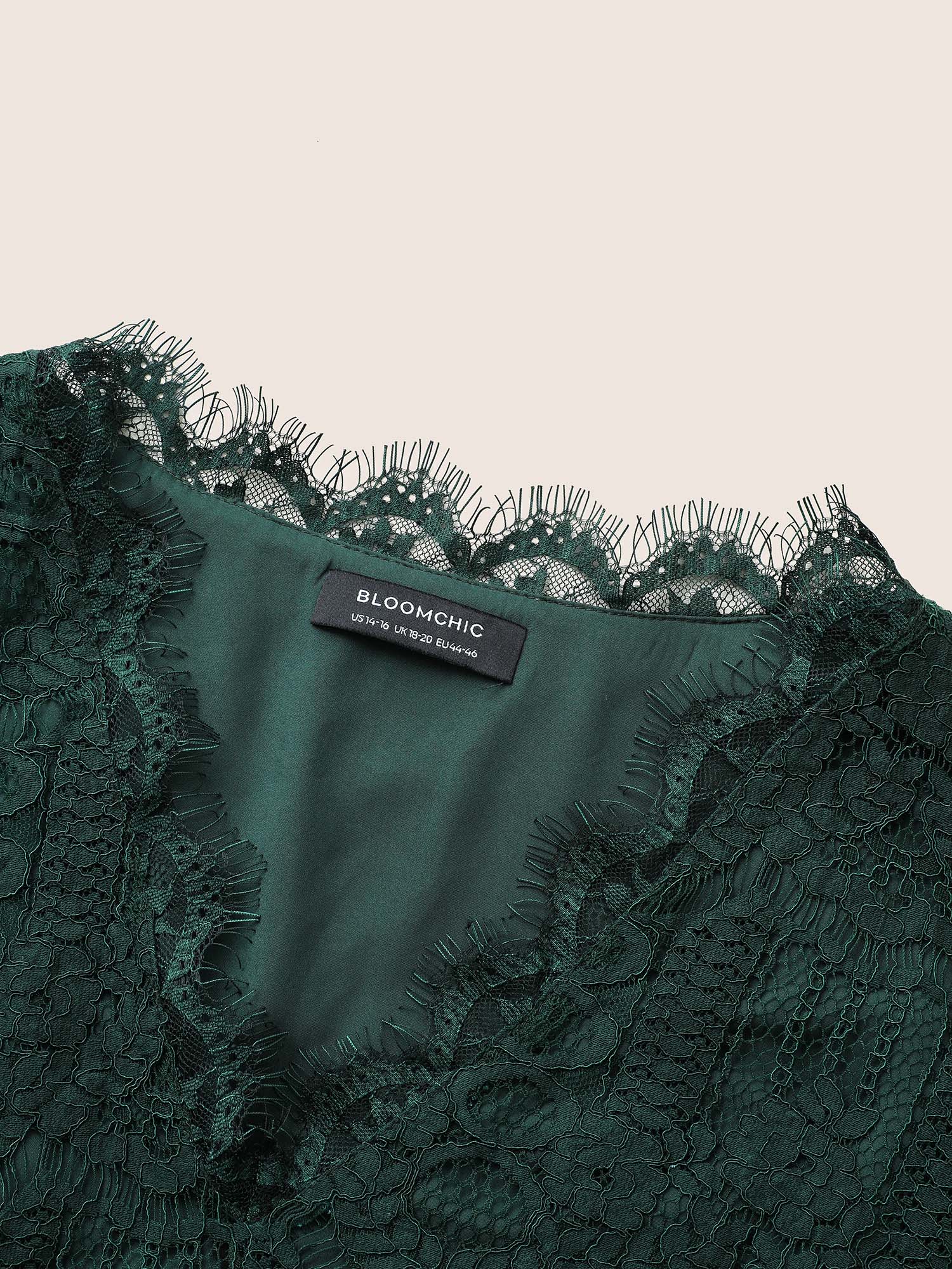 Solid Lace Patchwork Elastic Waist Blouse