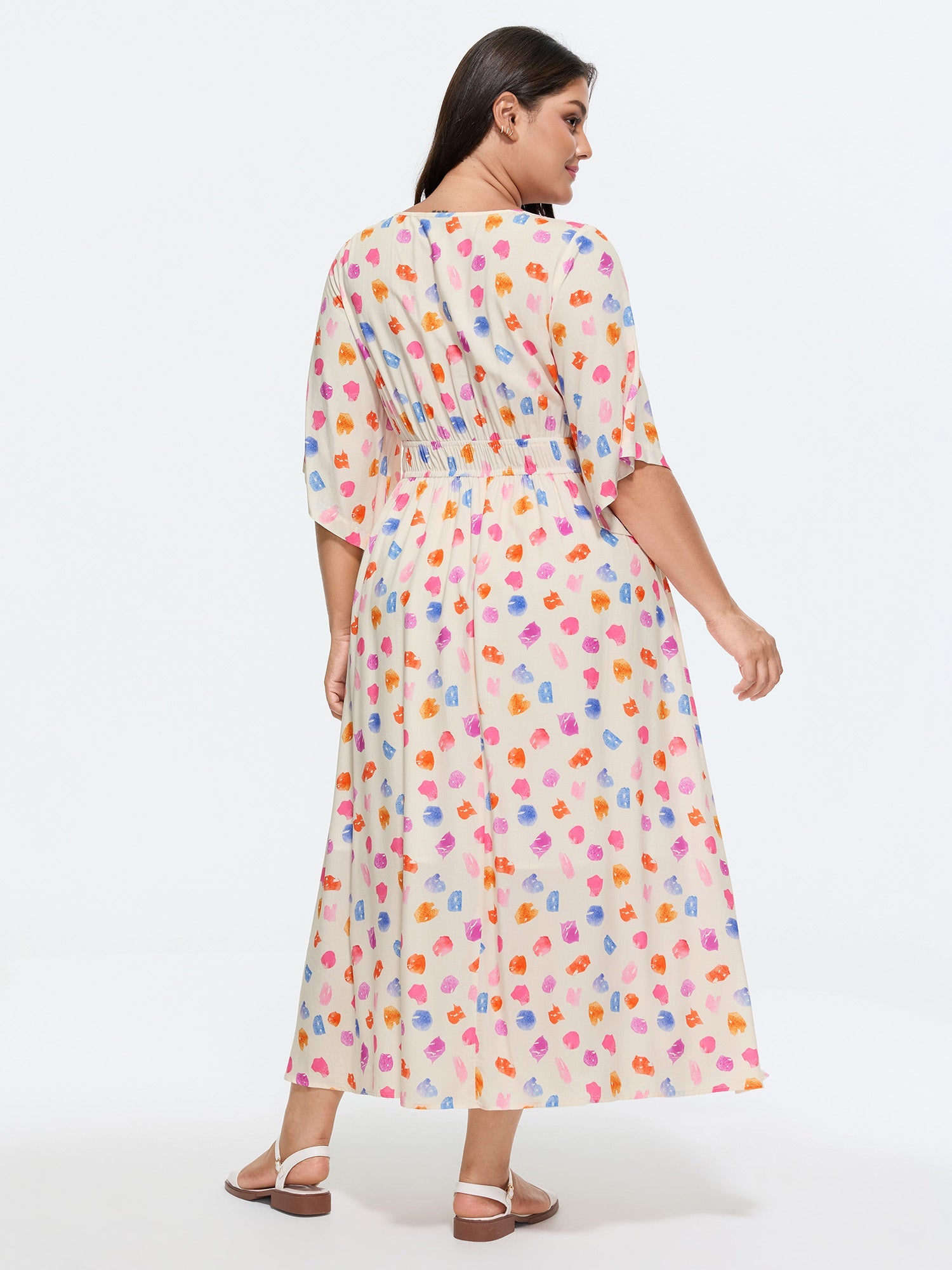 Colorful Paint Strokes Print Flowy Maxi Dress