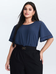 Ruffled Sleeve Round Neck Blouse