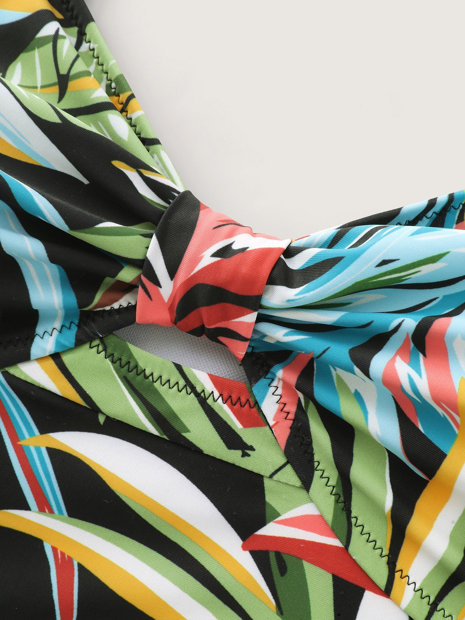 Tropical Vibes Print Ruched Swim Top