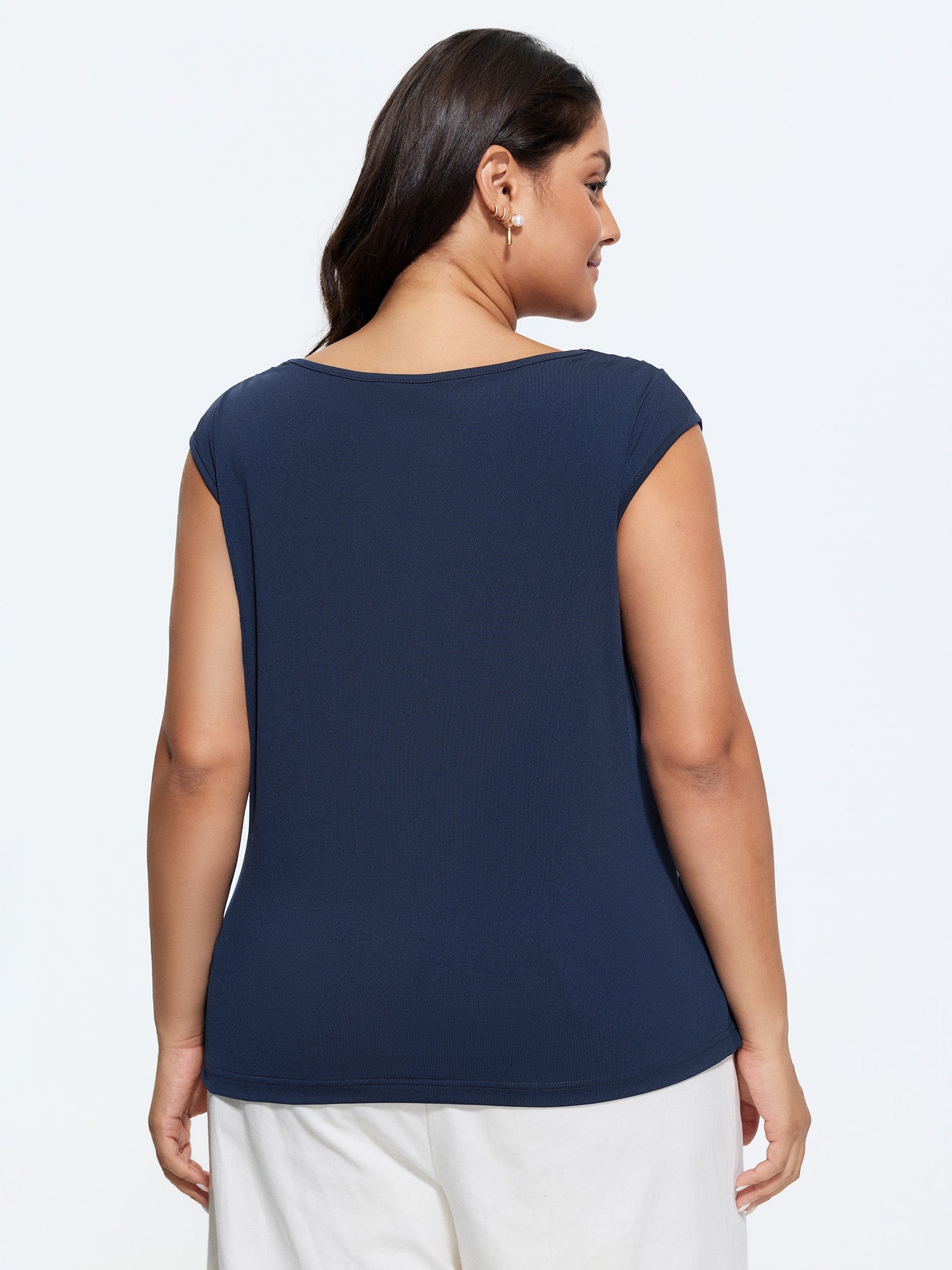 Stretchy Cowl Neckline Knit Top