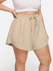 Textured Drawstring Waist Wide-Leg Shorts