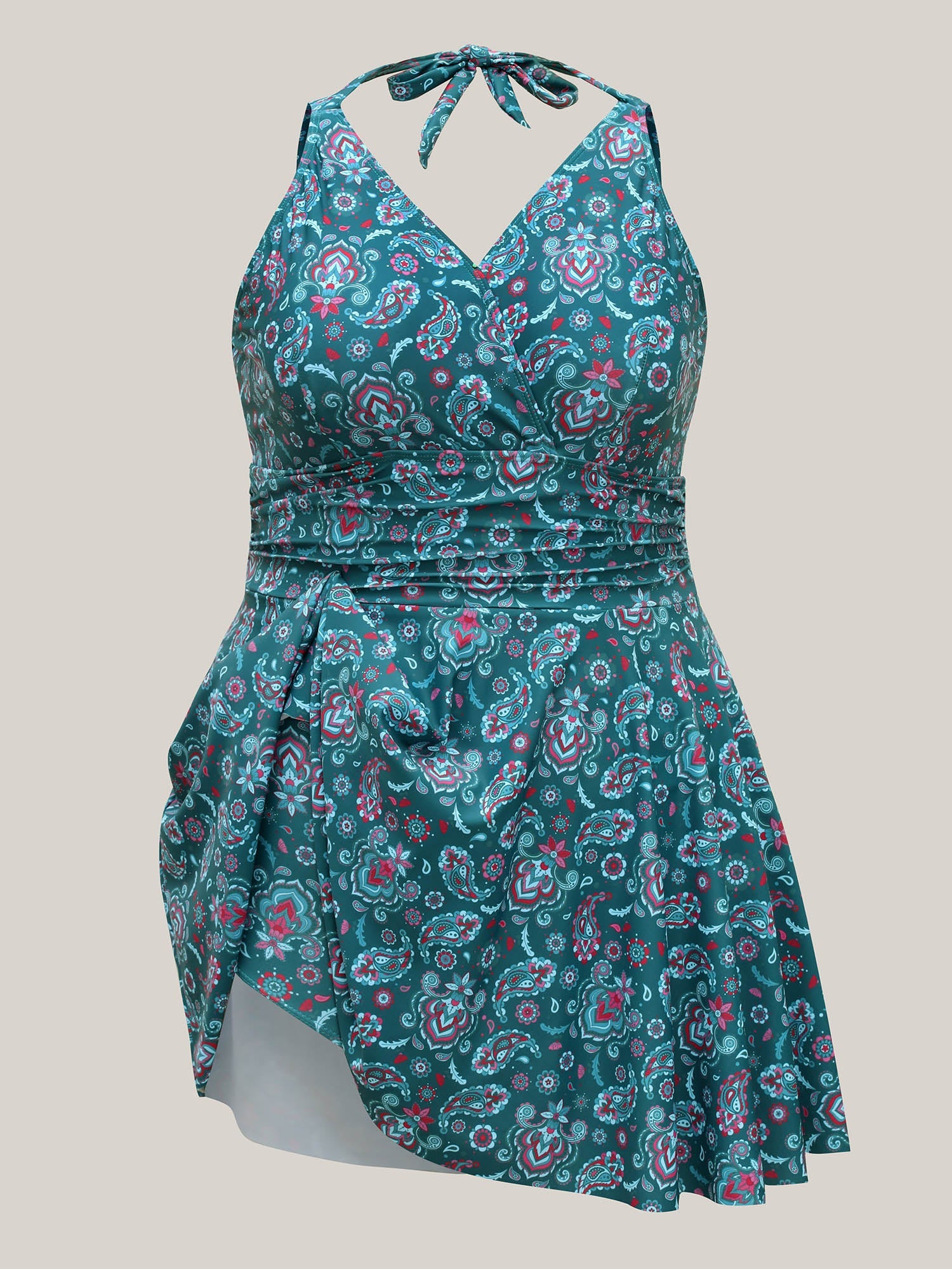 Paisley Print Anti Float Tie One-Piece Swimsuit