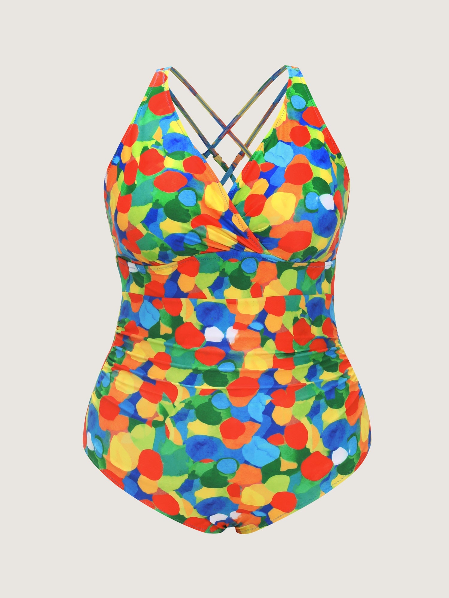 Vibrant Print Crossover Straps One-Piece Swim