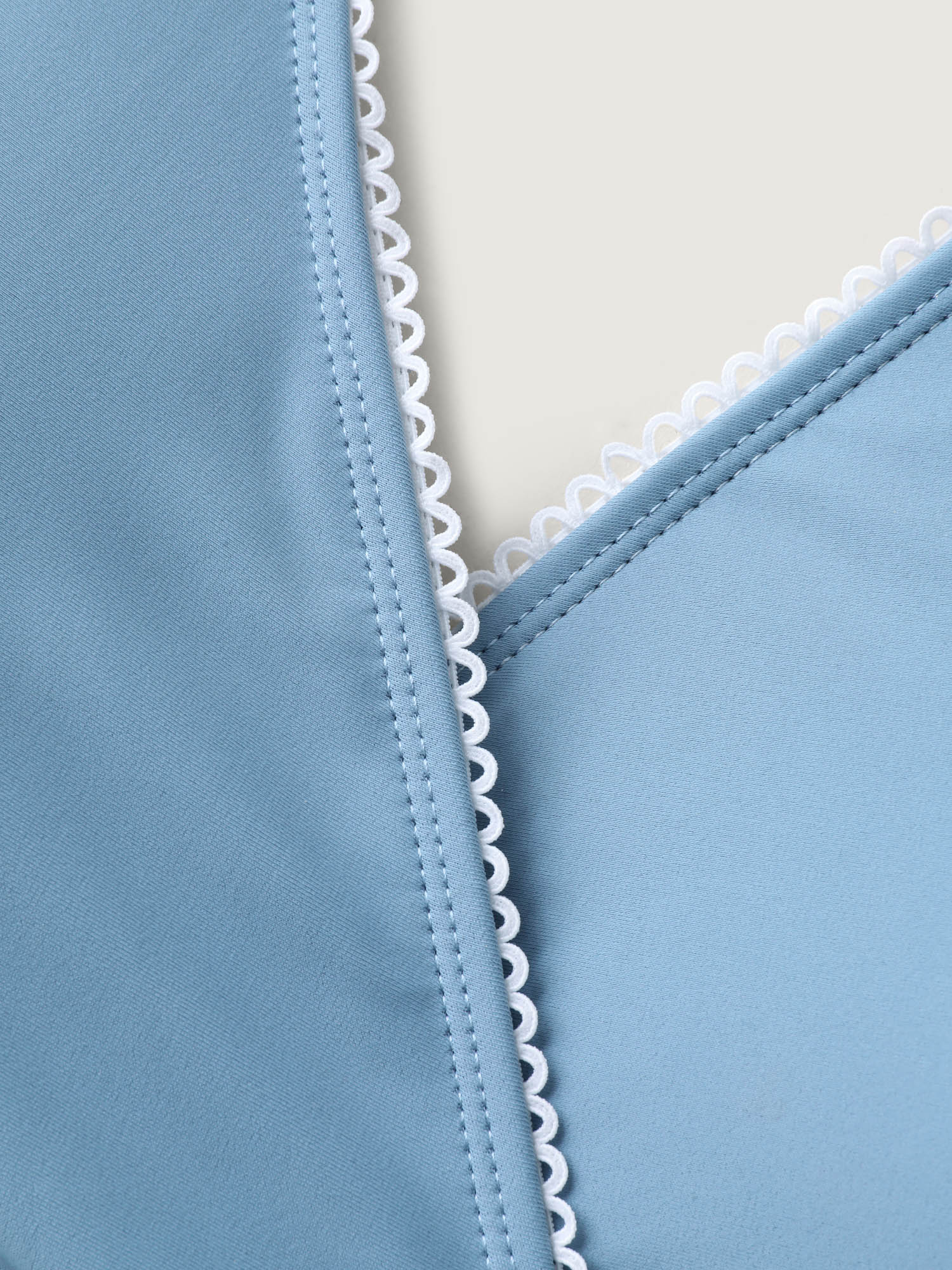 Solid Webbed Surplice Swim Dress