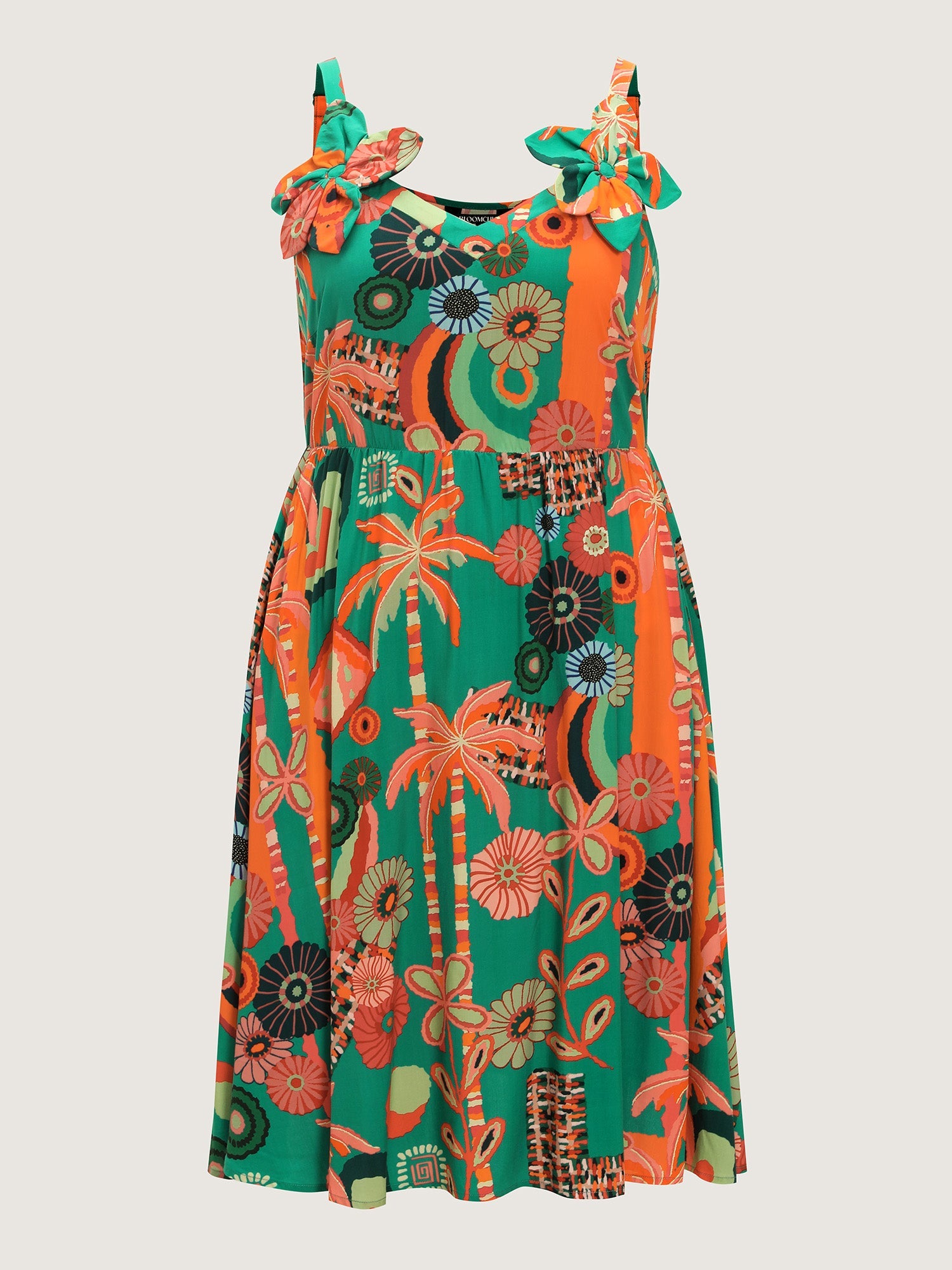 Supersoft Vibrant Tropical Print Floral Strap Midi Dress