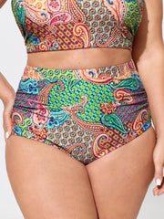 Paisley Print High Waisted Swim Bottoms