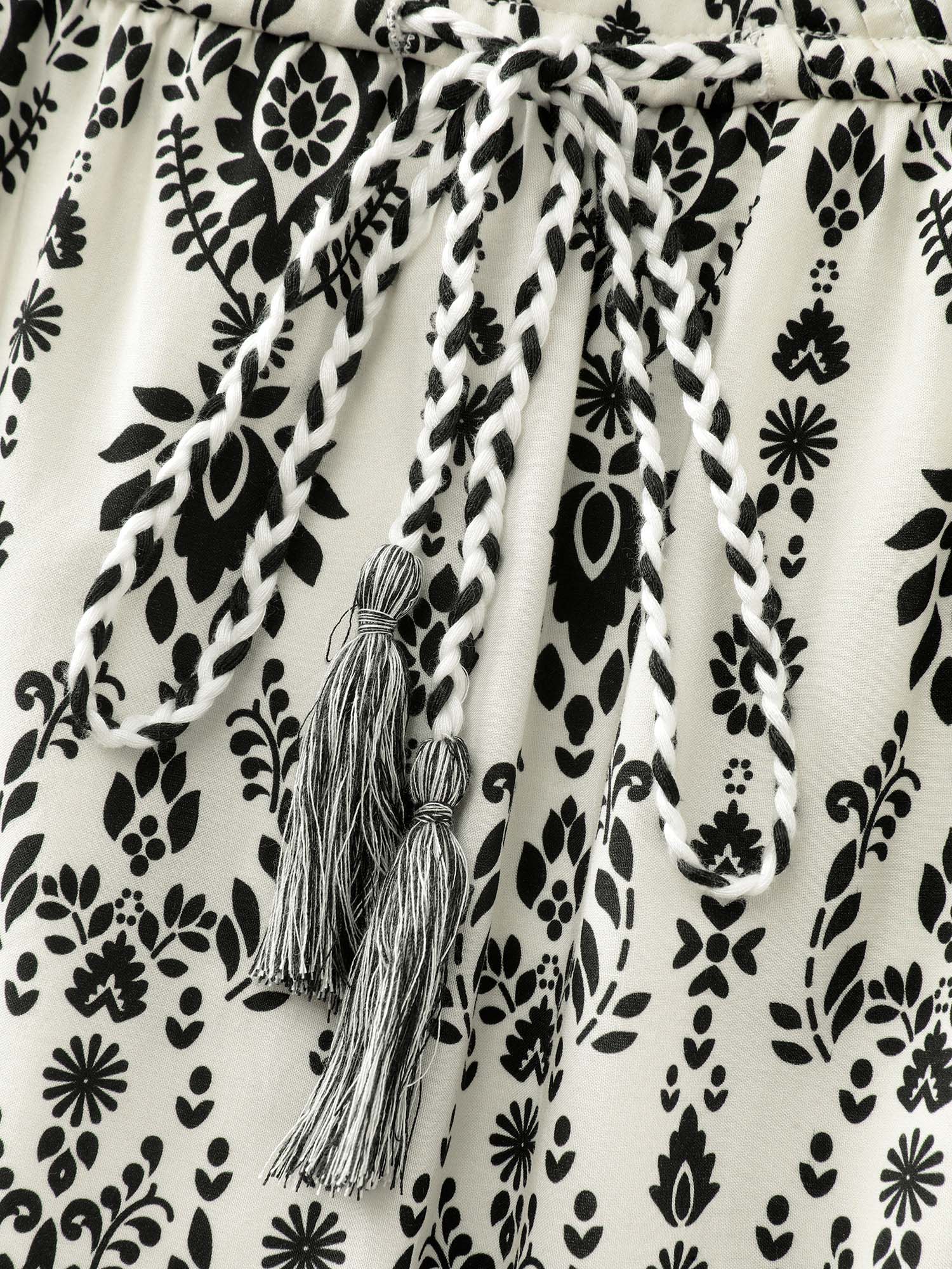 Boho Print Toothpick Pleat Slit Midi Dress