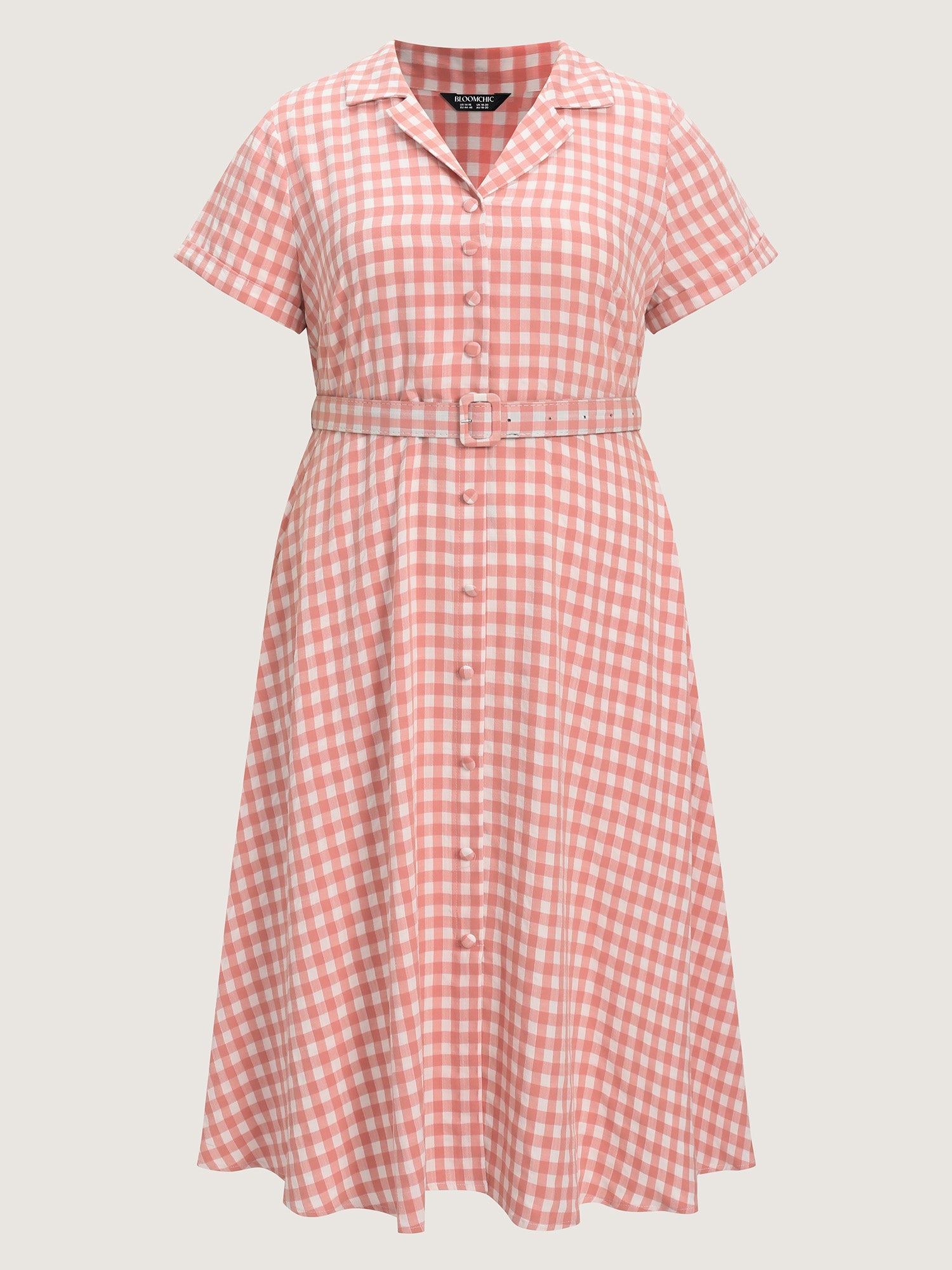 Retro Gingham Print Collared Midi Dress