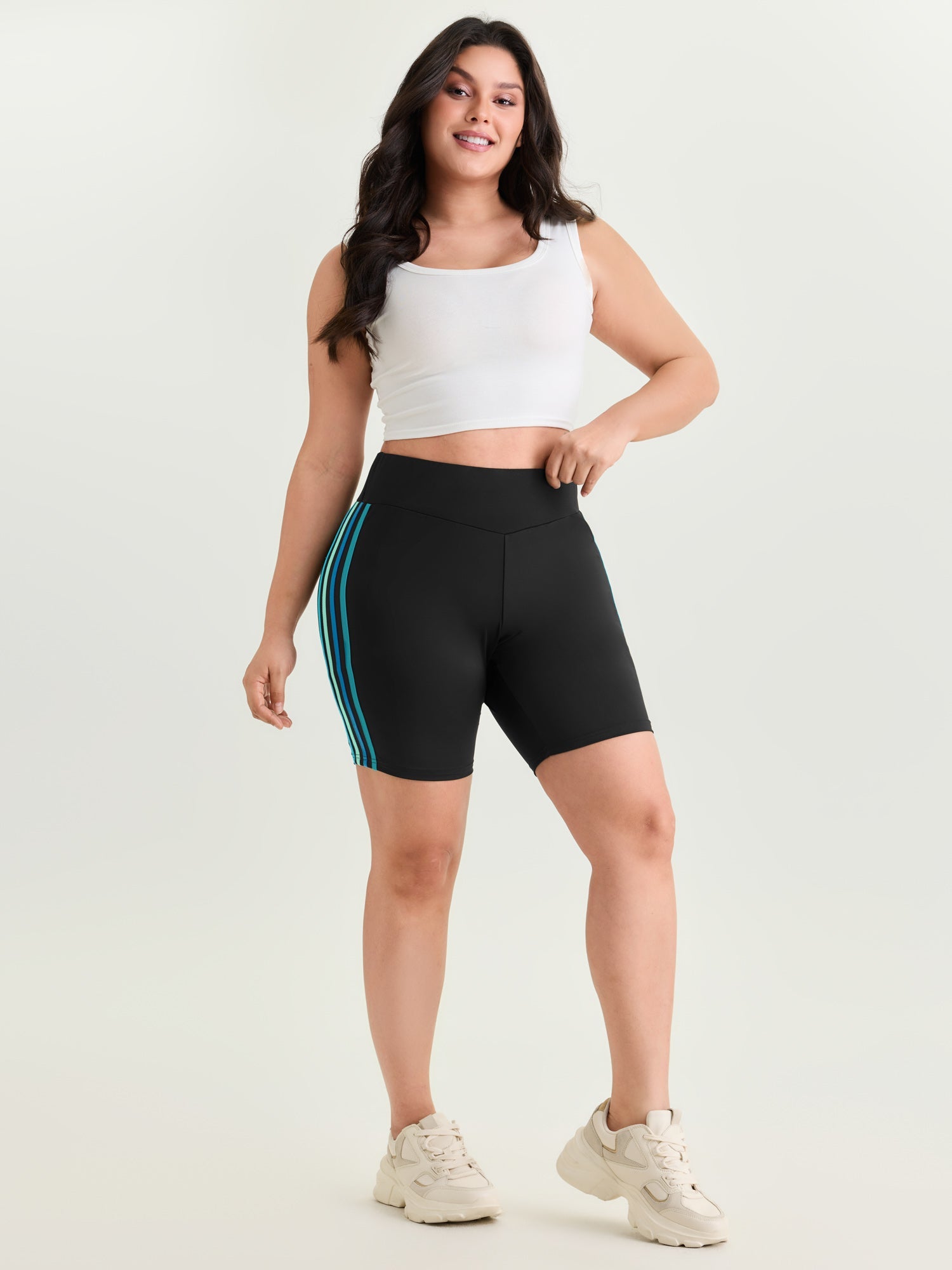 Stretchy Color Contrast Cropped Leggings