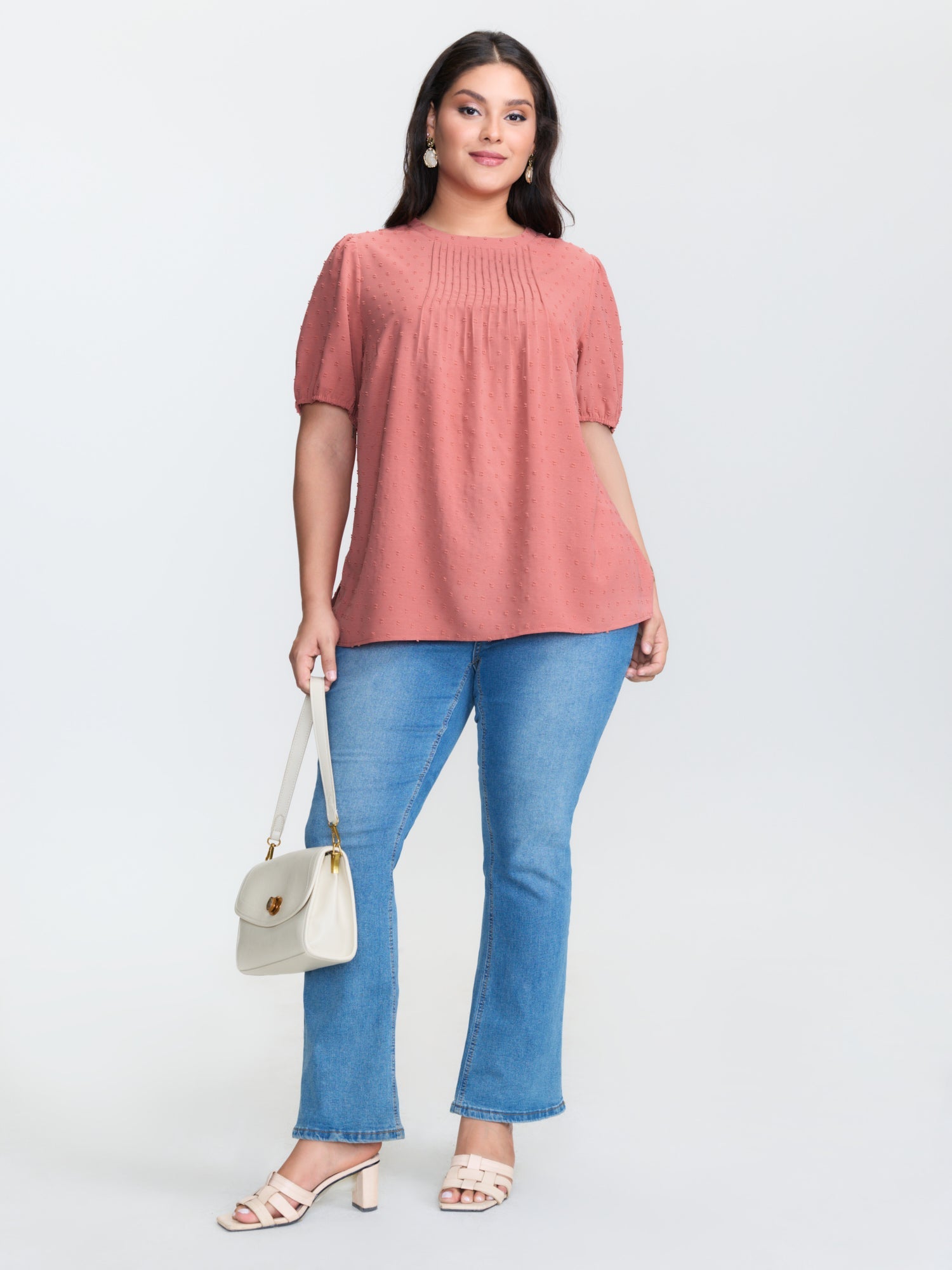 Textured Dots Pleated Blouse