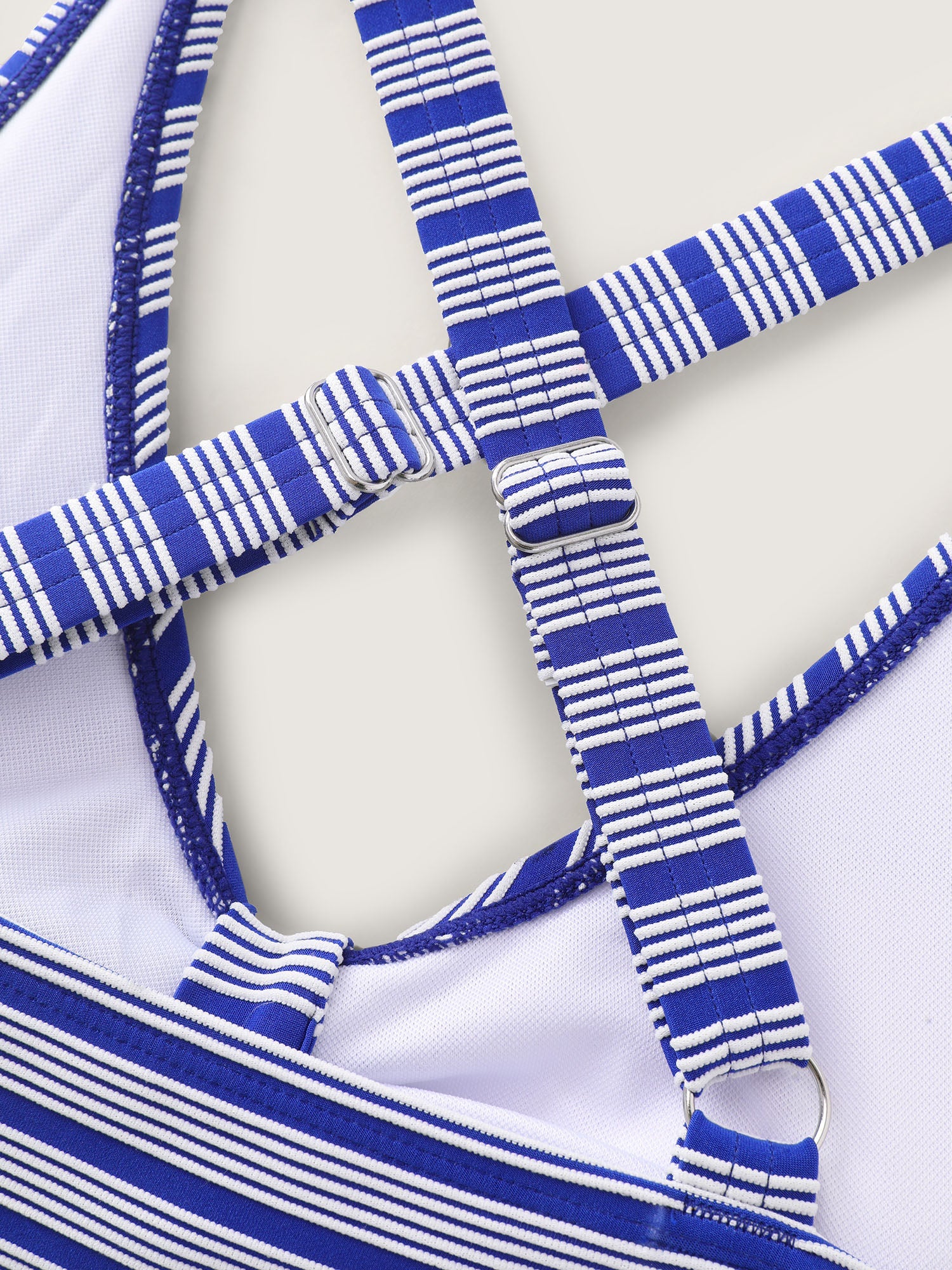 Striped Print Knotted Front Swim Top