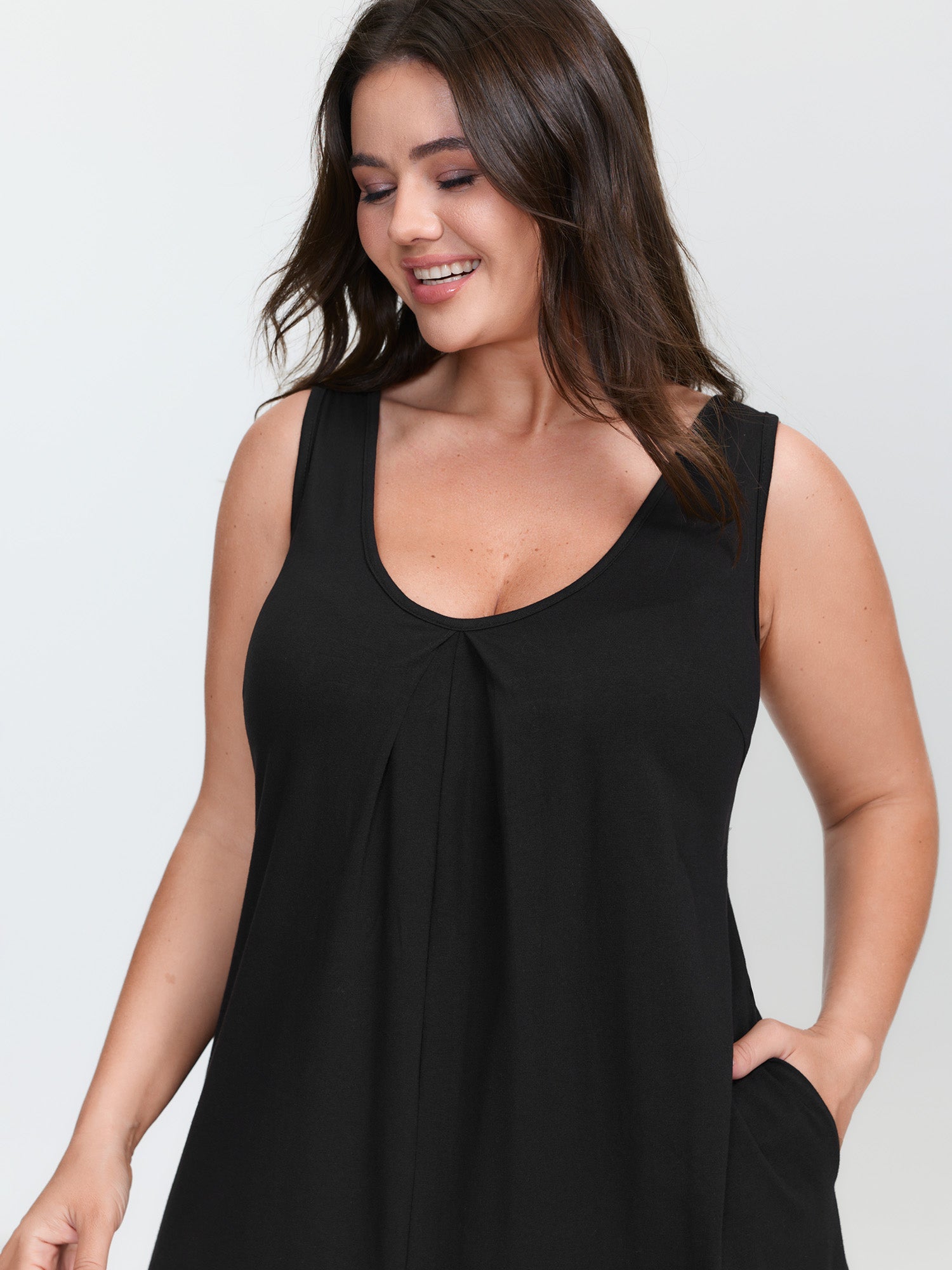 Cotton Stretchy V-Neck Pocket Jumpsuit