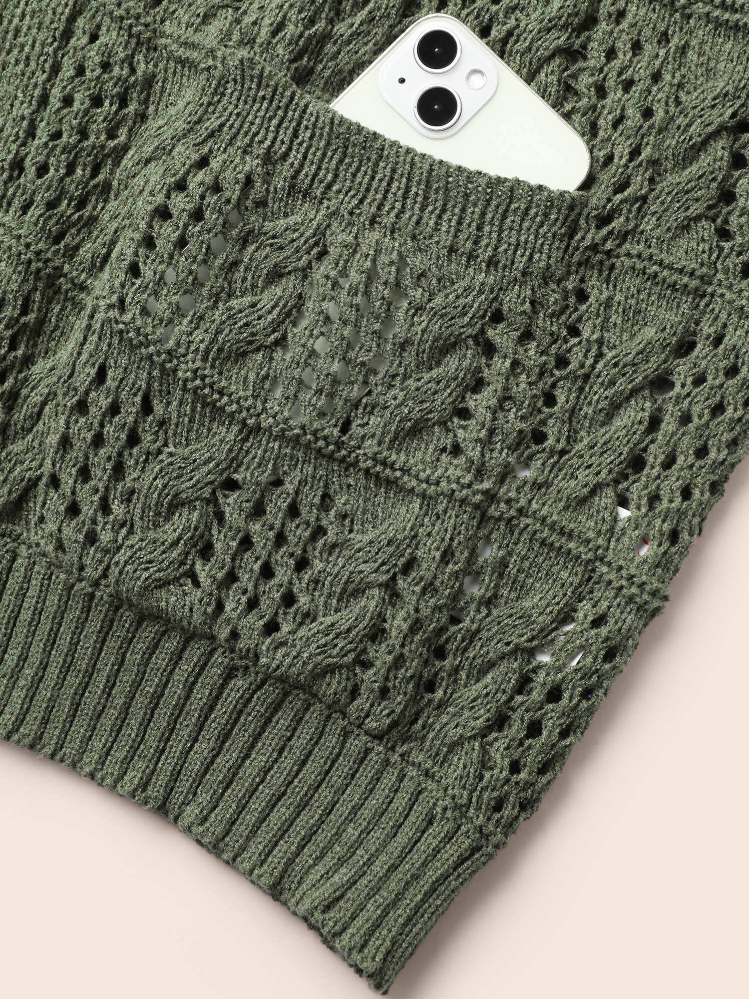 Textured Cable Knit Pocket Cardigan