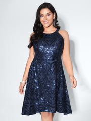 Sparkly Sequin Halter Neck Mini Dress