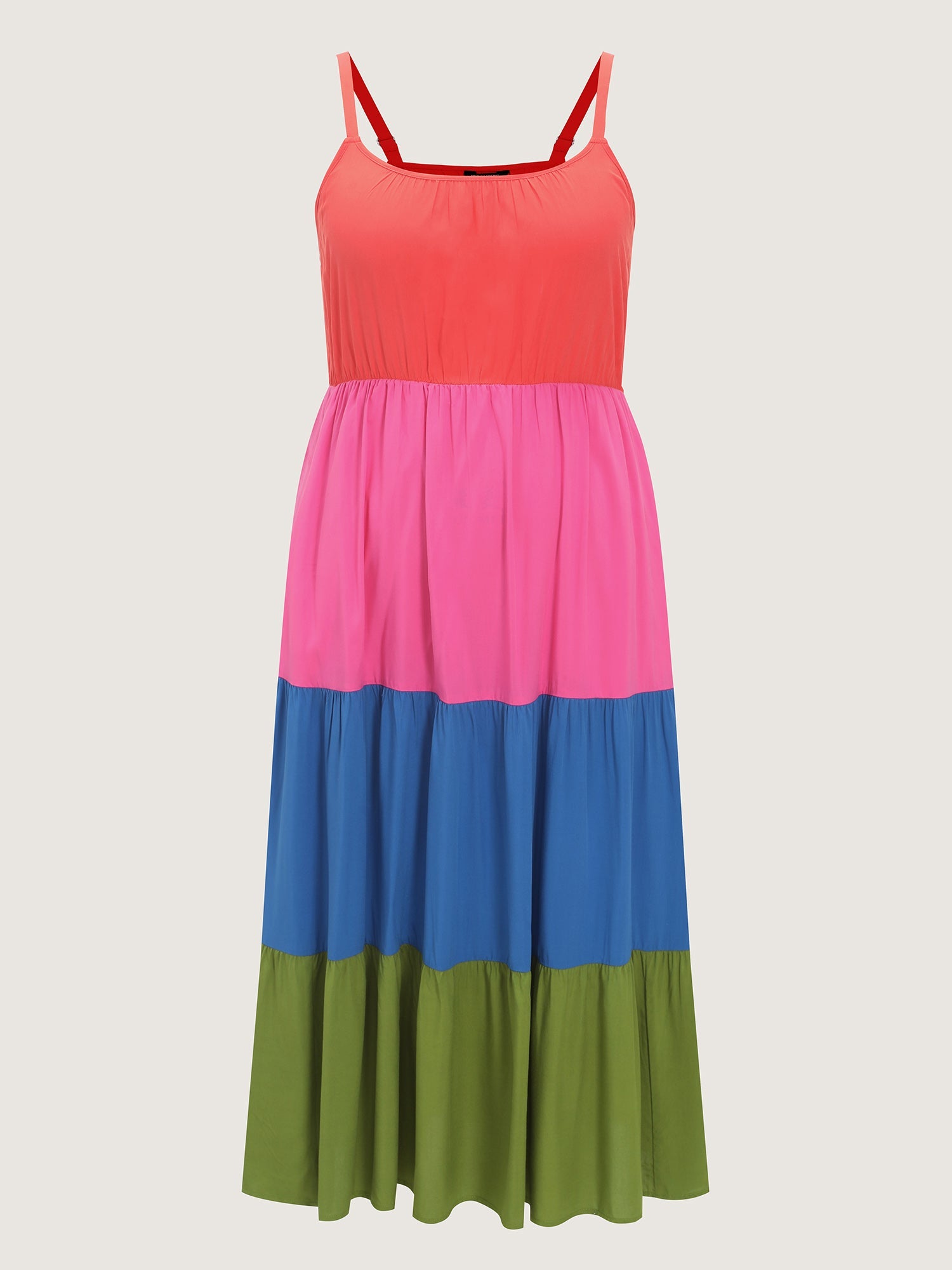 Colorblock Tiered Scoop Neck Maxi Dress