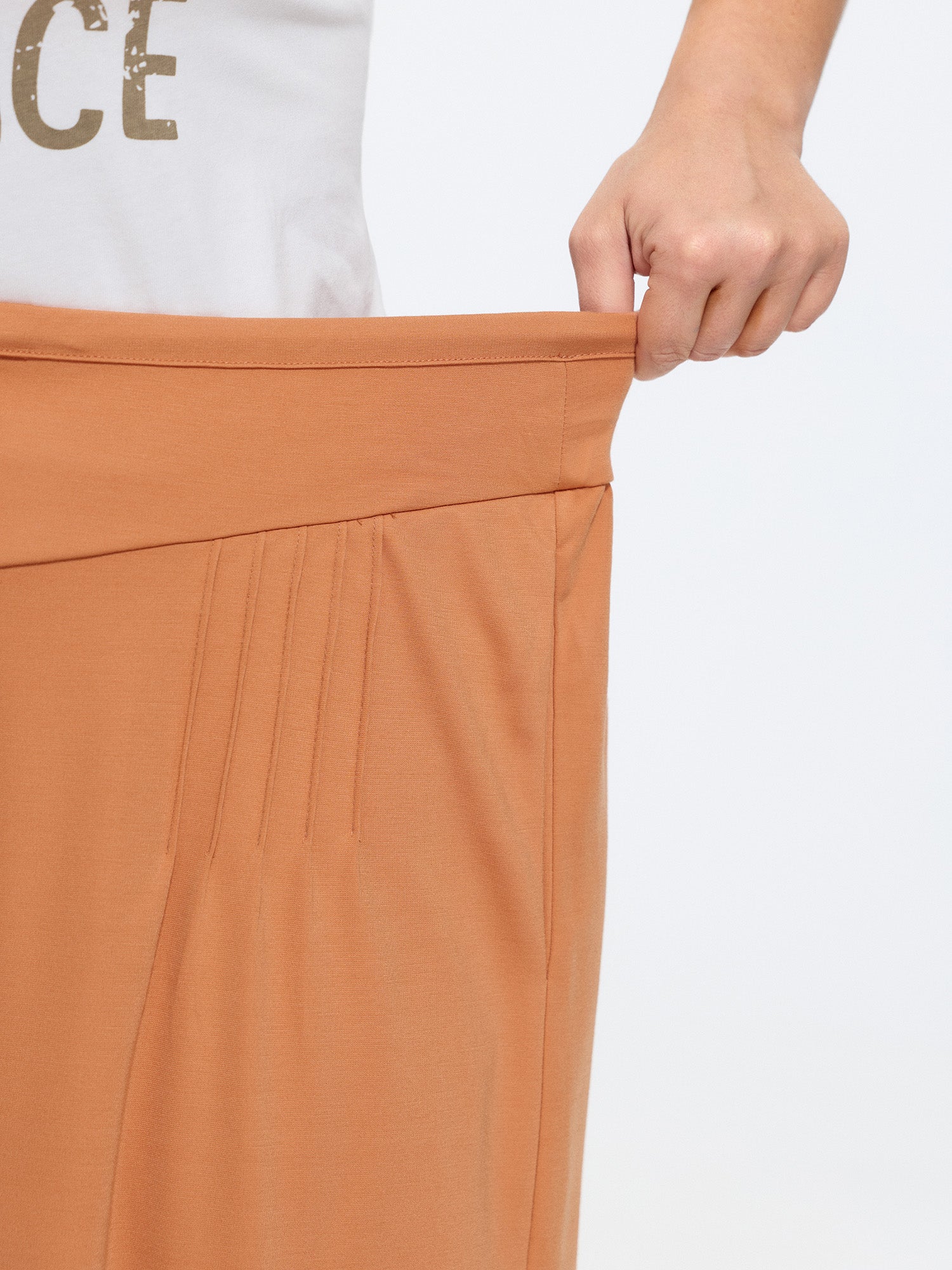 Stretchy Drawstring Waist Wide-Leg Pants