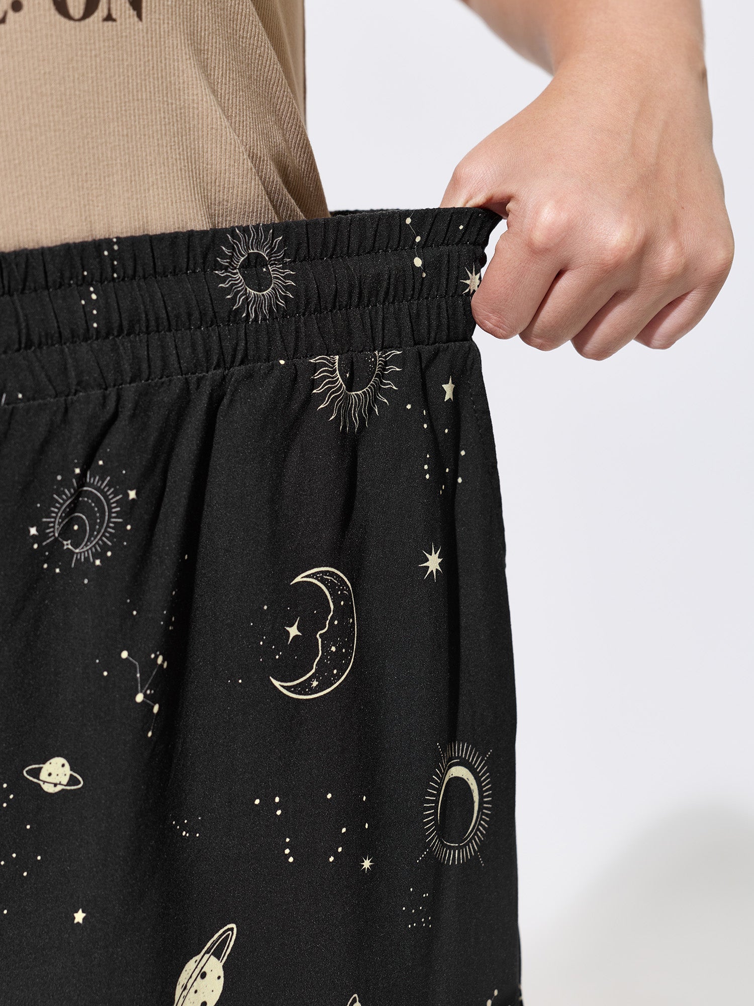 Star Moon Print Flowy Pants