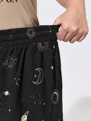 Star Moon Print Flowy Pants