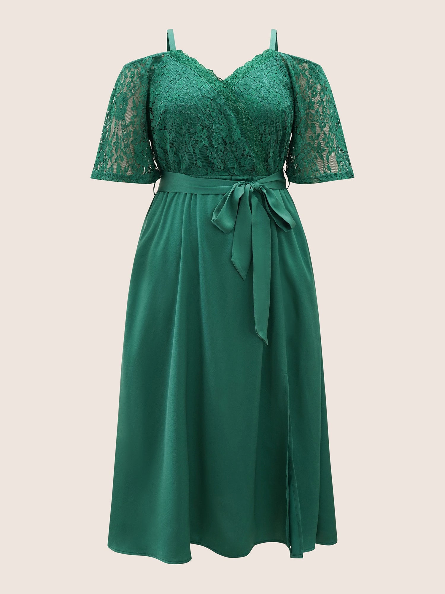 Crochet Lace Mesh Cold Shoulder Dress