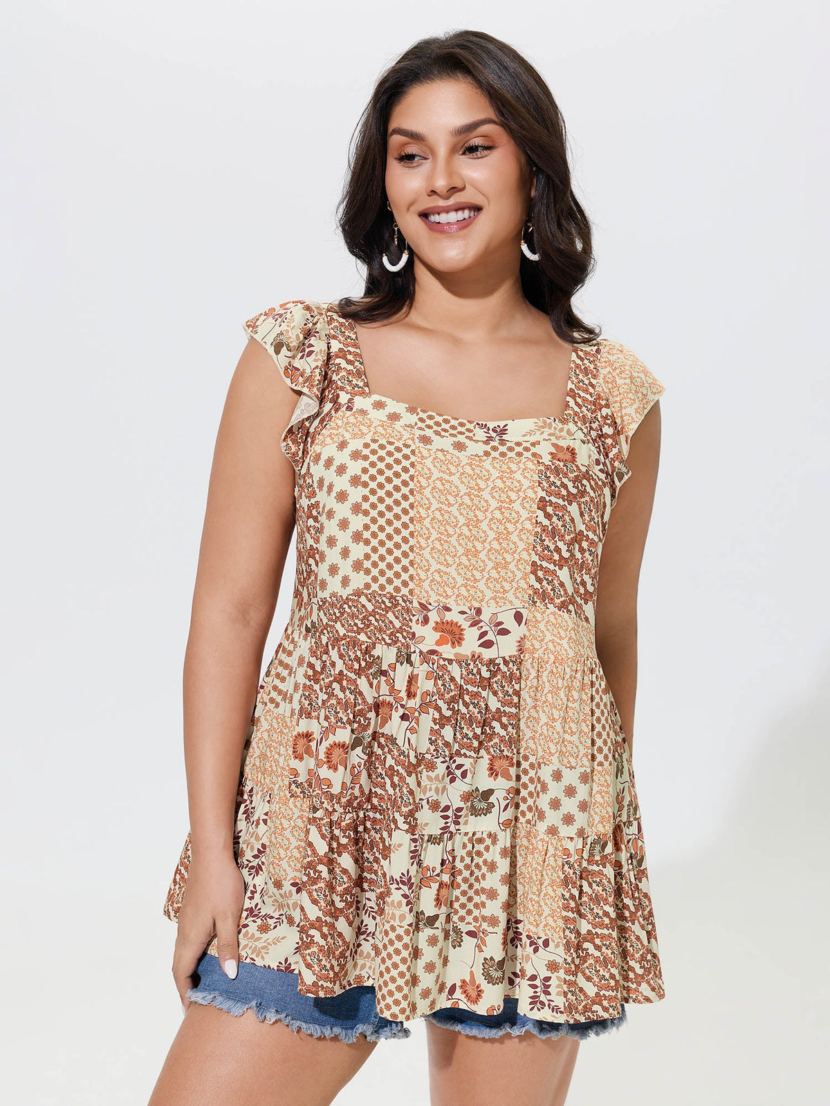 Floral Collage Print Layered Tank Top