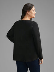 V Neck Colorblock Contrast Button Up T-shirt