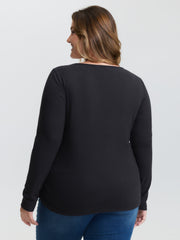Ribbed Round Neck Cozy T-Shirt