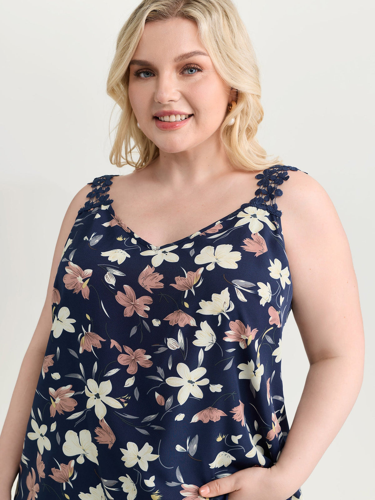 Floral Patchwork Lace Straps Tank Top