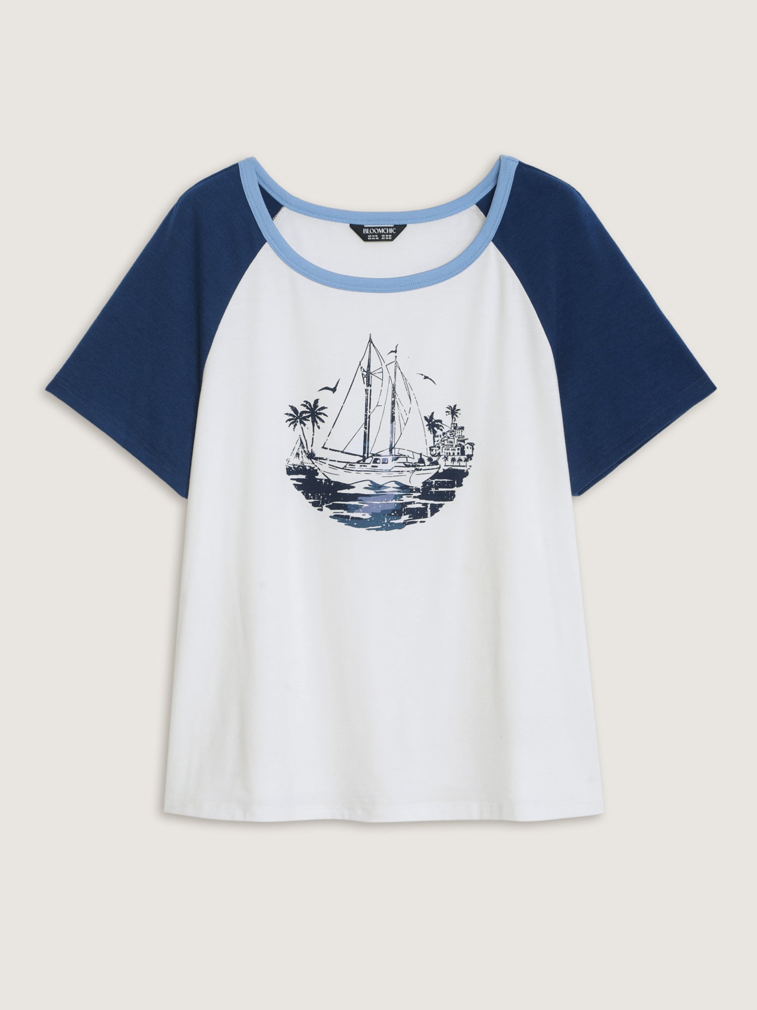 Yacht Print Color Contrast T-Shirt